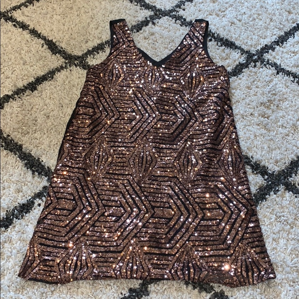 Rose gold sequined dress!